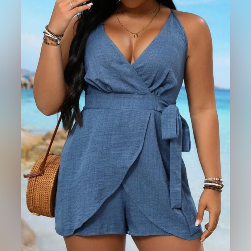 Set of 4 SHEIN 2x and 3x Floral Rompers and Leopard PJ